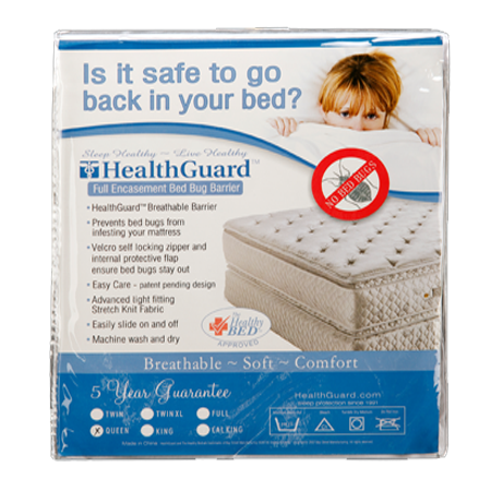 Mattress Protector Standard HealthGuard Full Encasement Bed Bug Barrier ...